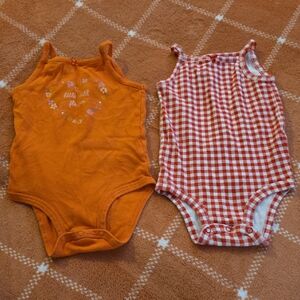 Carter's Orange and Red Checkered Bodysuit Set
